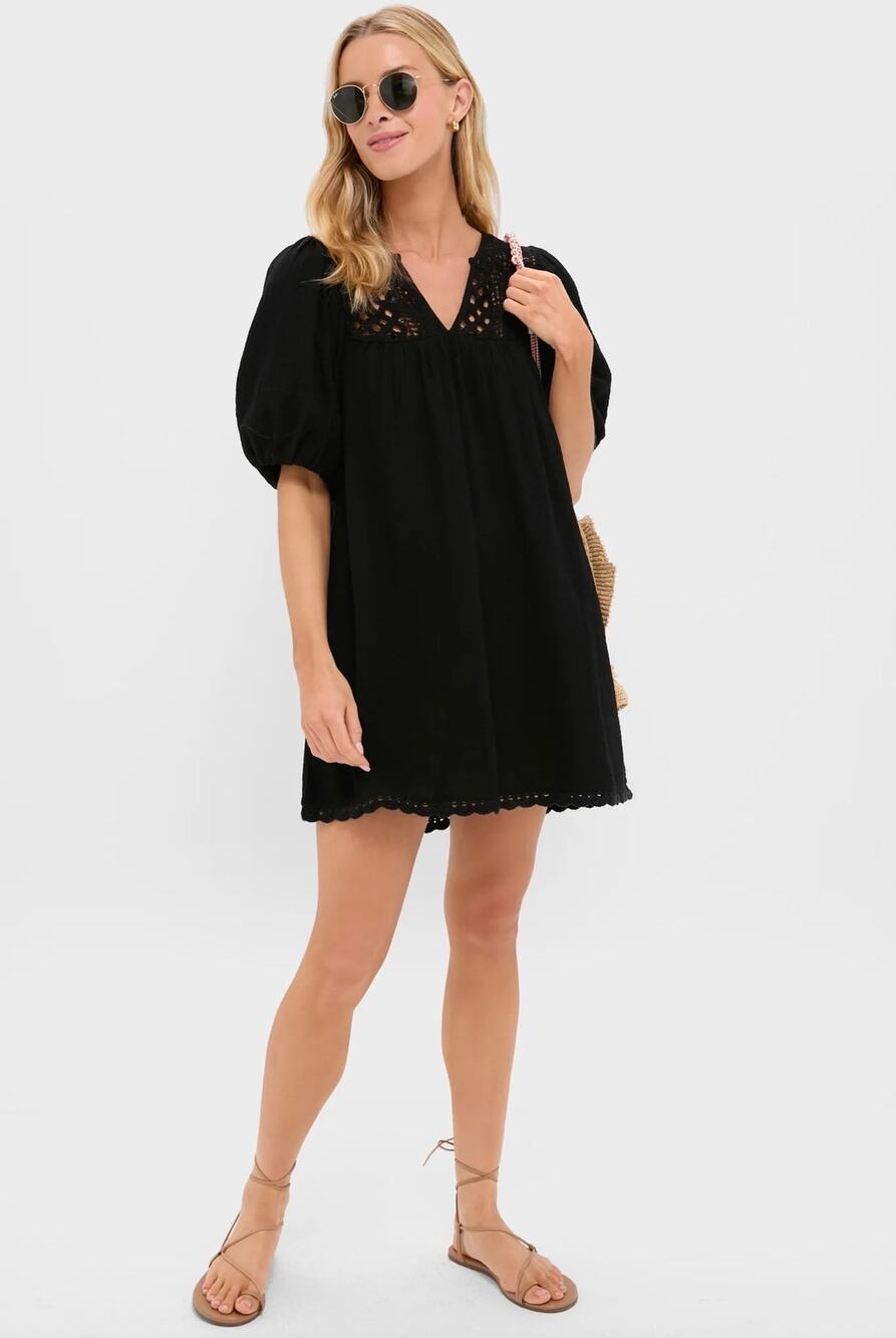 NEW Tuckernuck Hyacinth House Black Crochet Diana Mini Dress Size XS